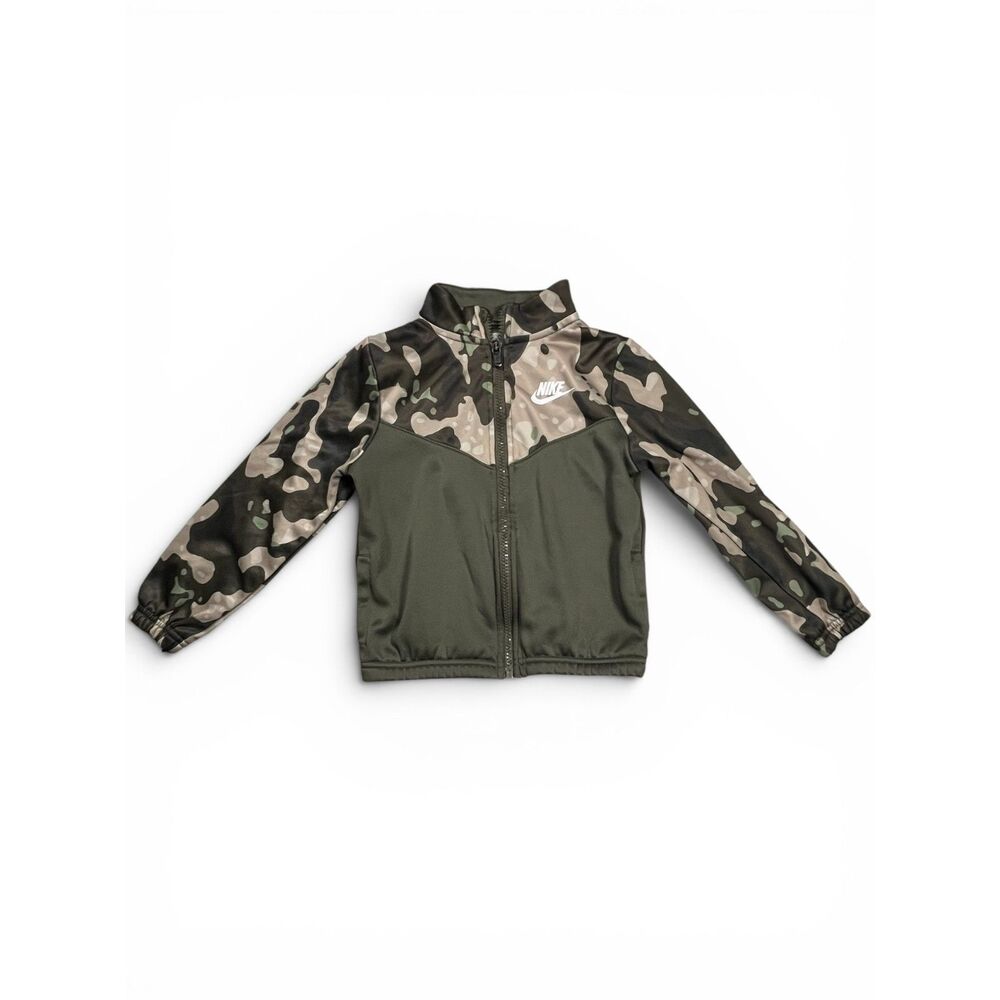 Nike Toddler Boys 4T Camo Full Zip Jacket Green Lightweight Athletic 3-4 Yrs